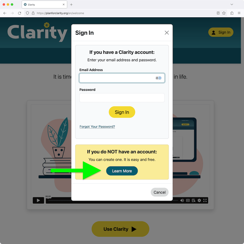 Help Signin Modal Learnmore Button